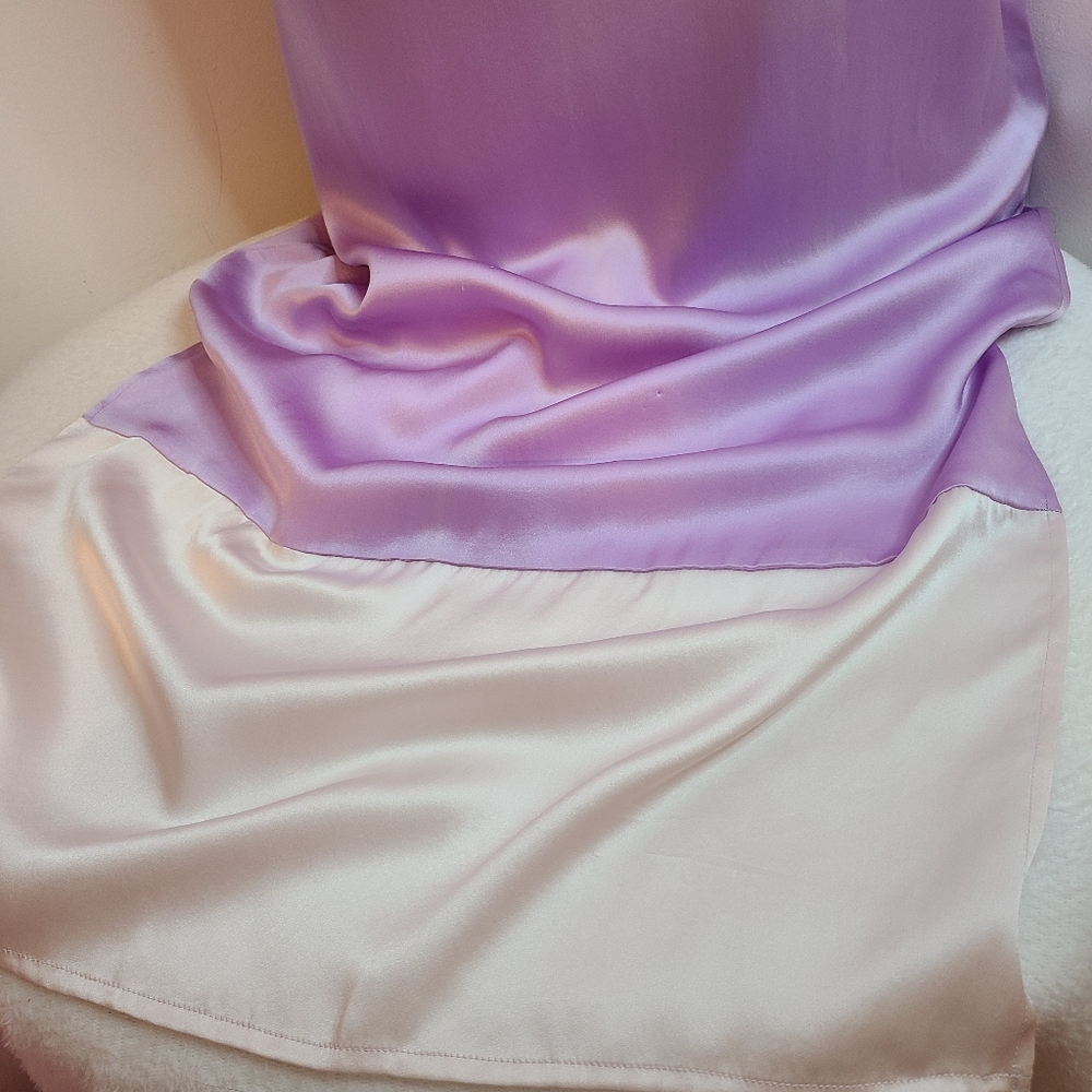 VTG Lillianna 100% Silk Colorblock Long Maxi Slip Dress Nightgown Size Sm - Picture 4 of 8